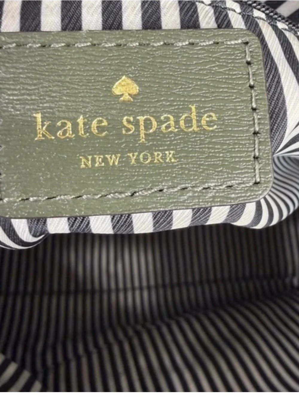 kate spade Olive Green Leather Satchel with Gold Logo